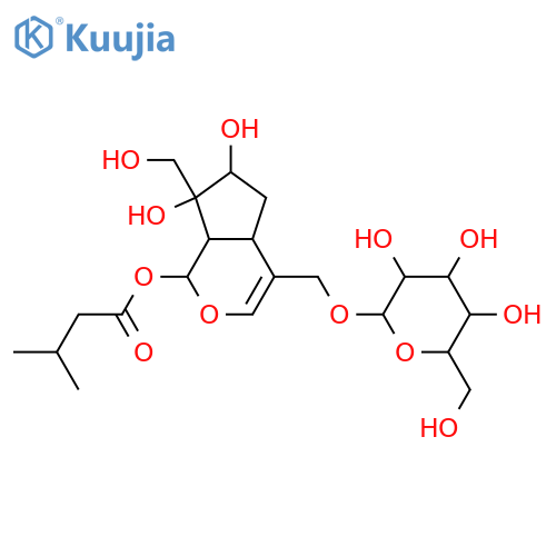 β-D-Glucopyranoside, [(1S,4aS,6S,7R,7aS)-1,4a,5,6,7,7a-hexahydro-6,7-dihydroxy-7-(hydroxymethyl)-1-(3-methyl-1-oxobutoxy)cyclopenta[c]pyran-4-yl]methyl (9CI) structure