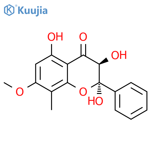 4H-1-Benzopyran-4-one, 2,3-dihydro-2,3,5-trihydroxy-7-methoxy-8-methyl-2-phenyl-, (2R,3R)-rel- structure