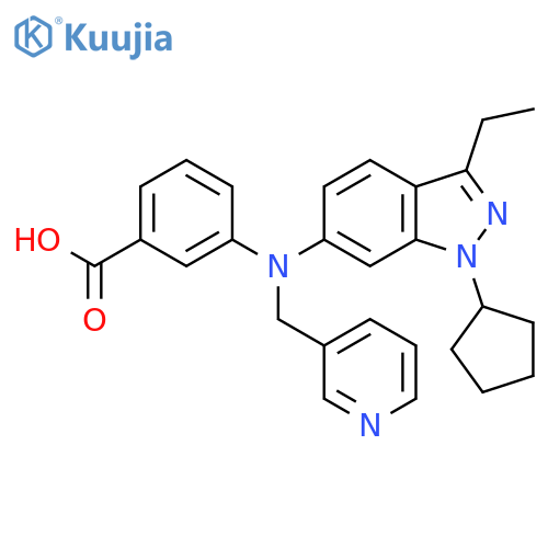 Benzoic acid,3-[(1-cyclopentyl-3-ethyl-1H-indazol-6-yl)(3-pyridinylmethyl)amino]- structure