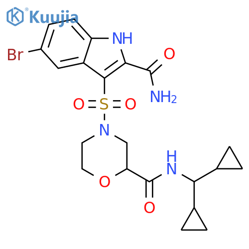 1H-Indole-2-carboxamide,5-bromo-3-[[2-[[(dicyclopropylmethyl)amino]carbonyl]-4-morpholinyl]sulfonyl]- structure