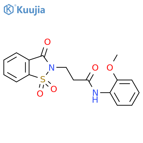 N-(2-methoxyphenyl)-3-(1,1,3-trioxo-2,3-dihydro-1lambda6,2-benzothiazol-2-yl)propanamide structure