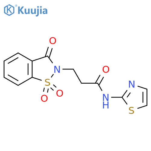 N-(1,3-thiazol-2-yl)-3-(1,1,3-trioxo-2,3-dihydro-1lambda6,2-benzothiazol-2-yl)propanamide structure