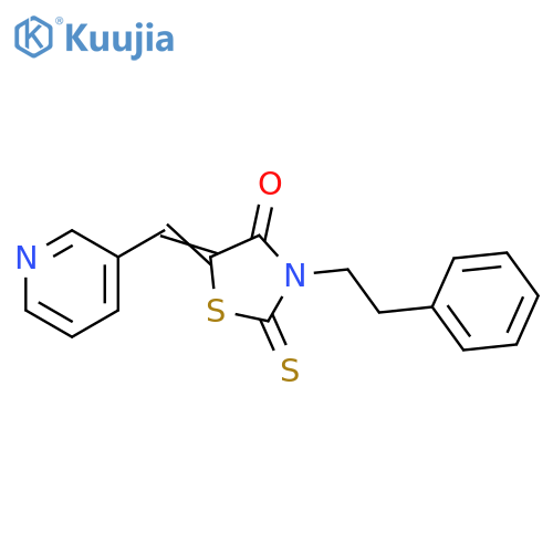 (5E)-3-(2-phenylethyl)-5-(pyridin-3-yl)methylidene-2-sulfanylidene-1,3-thiazolidin-4-one structure