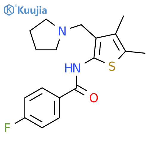 N-{4,5-dimethyl-3-[(pyrrolidin-1-yl)methyl]thiophen-2-yl}-4-fluorobenzamide structure
