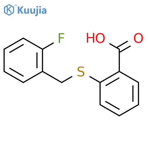 2-{(2-fluorophenyl)methylsulfanyl}benzoic acid structure