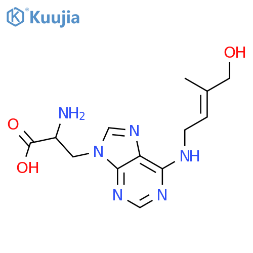 3-(6-{[(2E)-4-hydroxy-3-methylbut-2-en-1-yl]amino}-9H-purin-9-yl)-L-alanine structure