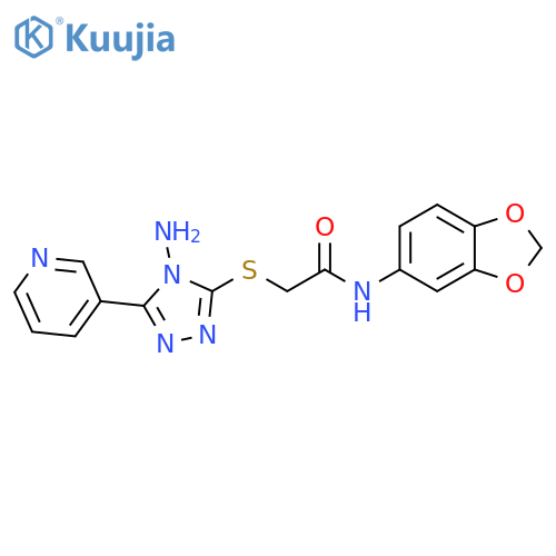 2-{4-amino-5-(pyridin-3-yl)-4H-1,2,4-triazol-3-ylsulfanyl}-N-(2H-1,3-benzodioxol-5-yl)acetamide structure