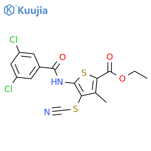 ethyl 4-(cyanosulfanyl)-5-(3,5-dichlorobenzamido)-3-methylthiophene-2-carboxylate structure