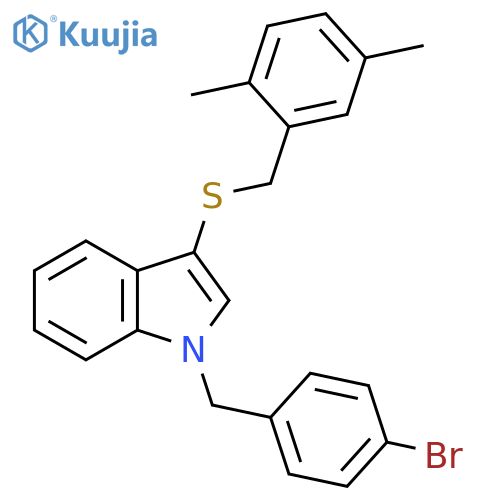 1-(4-bromophenyl)methyl-3-{(2,5-dimethylphenyl)methylsulfanyl}-1H-indole structure