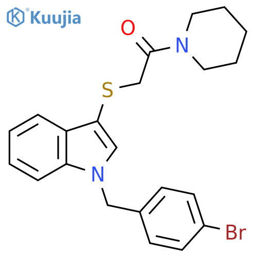 2-({1-(4-bromophenyl)methyl-1H-indol-3-yl}sulfanyl)-1-(piperidin-1-yl)ethan-1-one structure