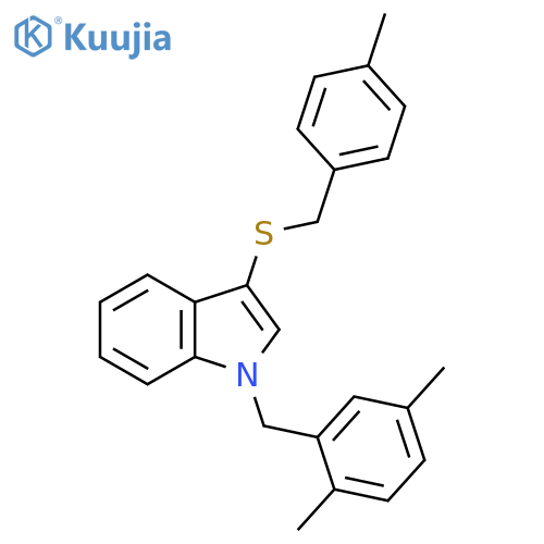 1-[(2,5-dimethylphenyl)methyl]-3-{[(4-methylphenyl)methyl]sulfanyl}-1H-indole structure