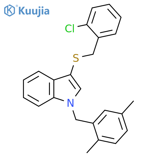 3-{(2-chlorophenyl)methylsulfanyl}-1-(2,5-dimethylphenyl)methyl-1H-indole structure