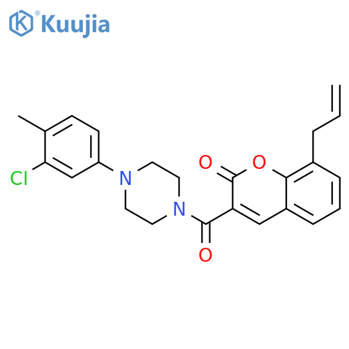 3-[4-(3-chloro-4-methylphenyl)piperazine-1-carbonyl]-8-(prop-2-en-1-yl)-2H-chromen-2-one structure