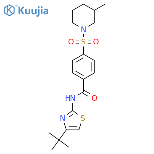 N-(4-tert-butyl-1,3-thiazol-2-yl)-4-(3-methylpiperidin-1-yl)sulfonylbenzamide structure