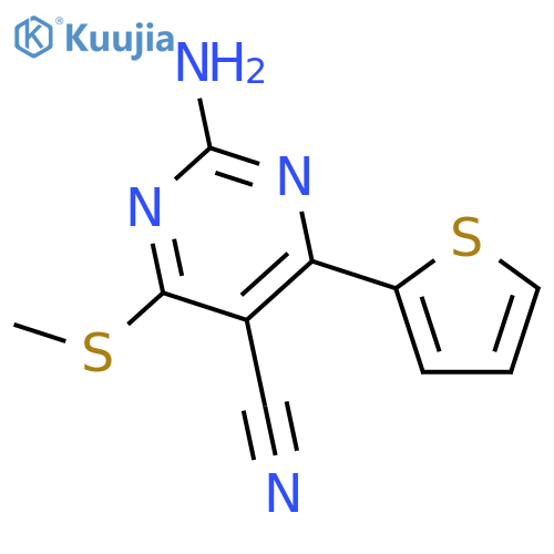 5-Pyrimidinecarbonitrile, 2-amino-4-(methylthio)-6-(2-thienyl)- structure