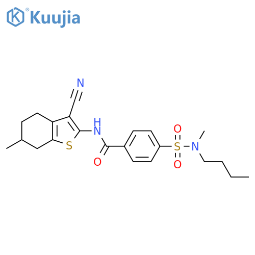 4-[butyl(methyl)sulfamoyl]-N-(3-cyano-6-methyl-4,5,6,7-tetrahydro-1-benzothiophen-2-yl)benzamide structure