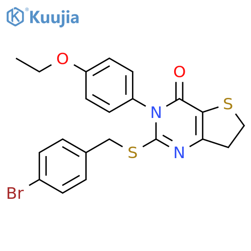 2-{(4-bromophenyl)methylsulfanyl}-3-(4-ethoxyphenyl)-3H,4H,6H,7H-thieno3,2-dpyrimidin-4-one structure