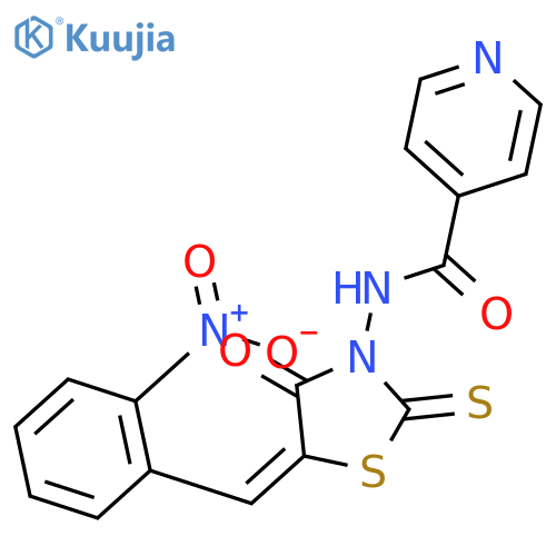 N-{(5Z)-5-[(2-nitrophenyl)methylidene]-4-oxo-2-thioxo-1,3-thiazolidin-3-yl}pyridine-4-carboxamide structure