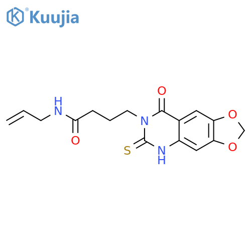 4-{8-oxo-6-sulfanylidene-2H,5H,6H,7H,8H-1,3dioxolo4,5-gquinazolin-7-yl}-N-(prop-2-en-1-yl)butanamide structure