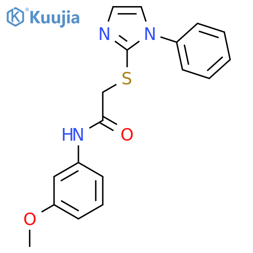 N-(3-methoxyphenyl)-2-(1-phenyl-1H-imidazol-2-yl)sulfanylacetamide structure