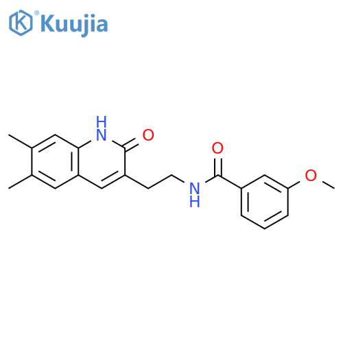 N-2-(6,7-dimethyl-2-oxo-1,2-dihydroquinolin-3-yl)ethyl-3-methoxybenzamide structure