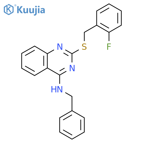 N-benzyl-2-{(2-fluorophenyl)methylsulfanyl}quinazolin-4-amine structure