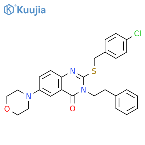 2-{(4-chlorophenyl)methylsulfanyl}-6-(morpholin-4-yl)-3-(2-phenylethyl)-3,4-dihydroquinazolin-4-one structure