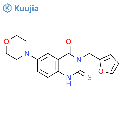 3-(furan-2-yl)methyl-6-(morpholin-4-yl)-2-sulfanylidene-1,2,3,4-tetrahydroquinazolin-4-one structure