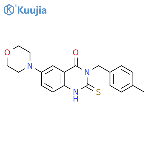 3-(4-methylphenyl)methyl-6-(morpholin-4-yl)-2-sulfanylidene-1,2,3,4-tetrahydroquinazolin-4-one structure