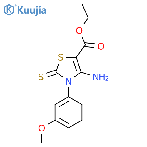 ethyl 4-amino-3-(3-methoxyphenyl)-2-sulfanylidene-2,3-dihydro-1,3-thiazole-5-carboxylate structure