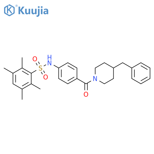 N-[4-(4-benzylpiperidine-1-carbonyl)phenyl]-2,3,5,6-tetramethylbenzene-1-sulfonamide structure