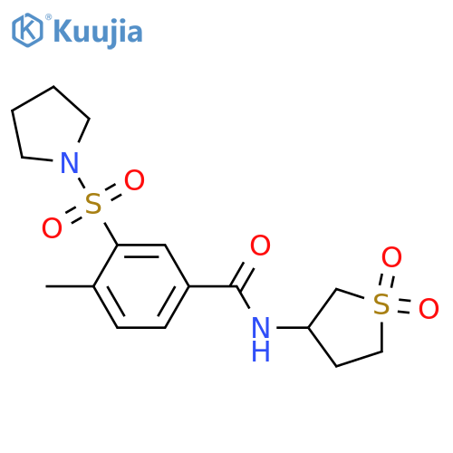N-(1,1-dioxo-1lambda6-thiolan-3-yl)-4-methyl-3-(pyrrolidine-1-sulfonyl)benzamide structure