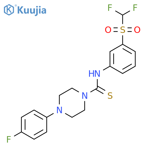N-(3-difluoromethanesulfonylphenyl)-4-(4-fluorophenyl)piperazine-1-carbothioamide structure