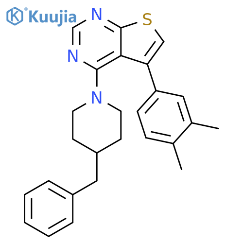 4-benzyl-1-5-(3,4-dimethylphenyl)thieno2,3-dpyrimidin-4-ylpiperidine structure