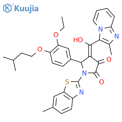 5-[3-ethoxy-4-(3-methylbutoxy)phenyl]-4-[hydroxy(2-methylimidazo[1,2-a]pyridin-3-yl)methylidene]-1-(6-methyl-1,3-benzothiazol-2-yl)pyrrolidine-2,3-dione structure