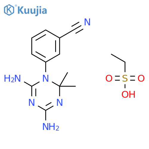3-(4,6-diamino-2,2-dimethyl-1,3,5-triazin-1-yl)benzonitrile;ethanesulfonic Acid structure