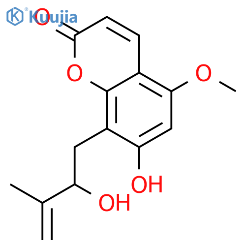 5-methoxy-7-hydroxy-8-(2-hydroxy-3-methyl-3-butenyl)coumarin structure