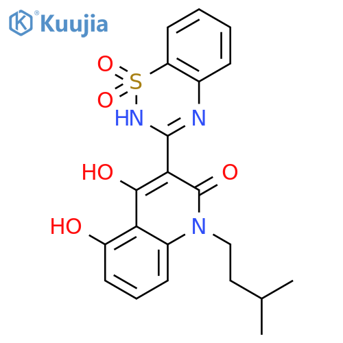 2(1H)-Quinolinone,3-(1,1-dioxido-2H-1,2,4-benzothiadiazin-3-yl)-4,5-dihydroxy-1-(3-methylbutyl)- structure