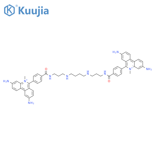 3,8-diamino-6-(4-{[3-({4-[(3-{[4-(3,9-diamino-5-methylphenanthridinium-6-yl)benzoyl]amino}propyl)amino]butyl}amino)propyl]carbamoyl}phenyl)-5-methylphenanthridinium structure