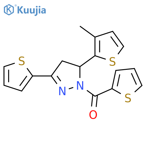 5-(3-methylthiophen-2-yl)-3-(thiophen-2-yl)-1-(thiophene-2-carbonyl)-4,5-dihydro-1H-pyrazole structure