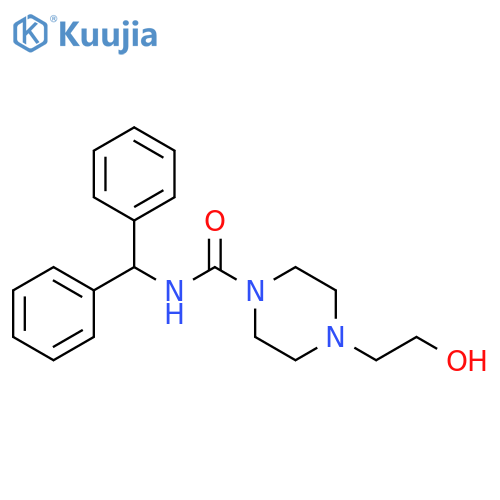 N-(diphenylmethyl)-4-(2-hydroxyethyl)piperazine-1-carboxamide structure