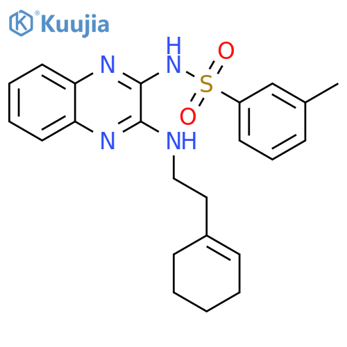 N-(3-{2-(cyclohex-1-en-1-yl)ethylamino}quinoxalin-2-yl)-3-methylbenzene-1-sulfonamide structure