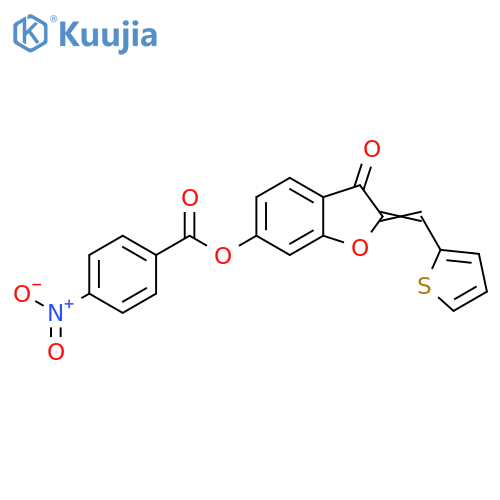 (2Z)-3-oxo-2-(thiophen-2-yl)methylidene-2,3-dihydro-1-benzofuran-6-yl 4-nitrobenzoate structure