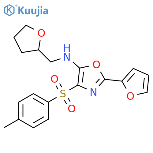 2-(furan-2-yl)-4-(4-methylbenzenesulfonyl)-N-(oxolan-2-yl)methyl-1,3-oxazol-5-amine structure
