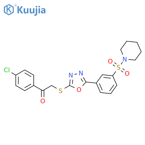 1-(4-chlorophenyl)-2-({5-[3-(piperidine-1-sulfonyl)phenyl]-1,3,4-oxadiazol-2-yl}sulfanyl)ethan-1-one structure