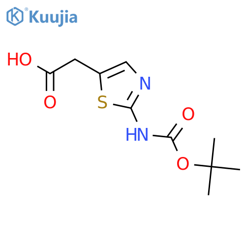 2-(2-{(tert-butoxy)carbonylamino}-1,3-thiazol-5-yl)acetic acid structure
