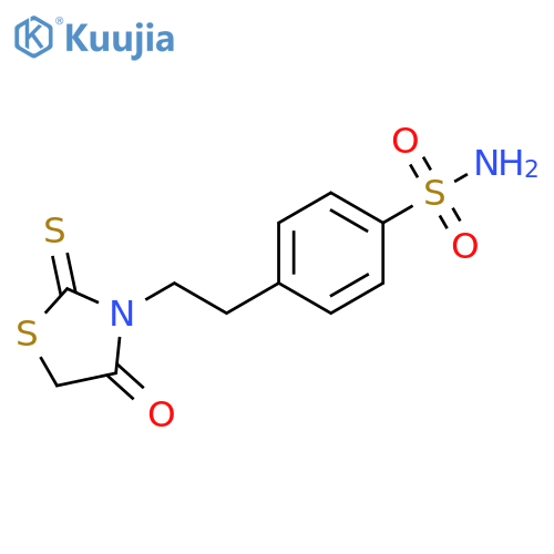 4-[2-(4-oxo-2-sulfanylidene-1,3-thiazolidin-3-yl)ethyl]benzene-1-sulfonamide structure