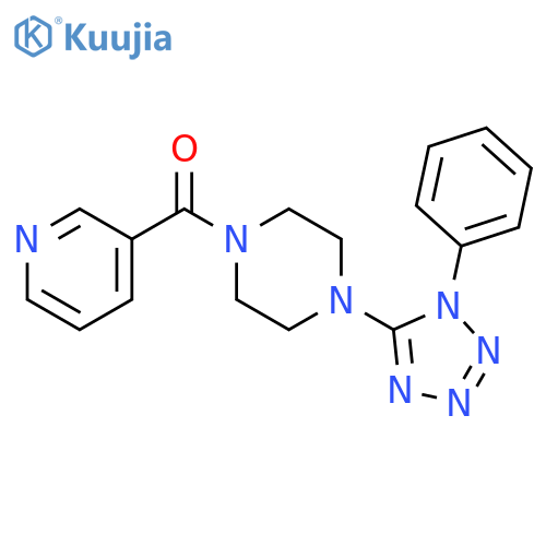 1-(1-phenyl-1H-1,2,3,4-tetrazol-5-yl)-4-(pyridine-3-carbonyl)piperazine structure