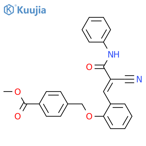 Methyl 4-[[2-[2-cyano-3-oxo-3-(phenylamino)-1-propen-1-yl]phenoxy]methyl]benzoate structure