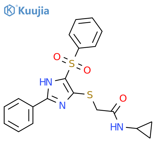 2-{4-(benzenesulfonyl)-2-phenyl-1H-imidazol-5-ylsulfanyl}-N-cyclopropylacetamide structure